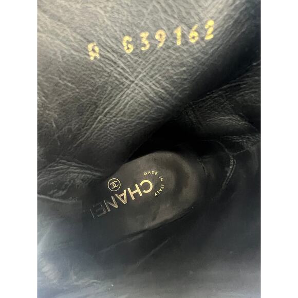 Chanel 2022 CC Logo Glitter Combat Boots Black Runway Virginie Viard 38.5 - Picture 14 of 16
